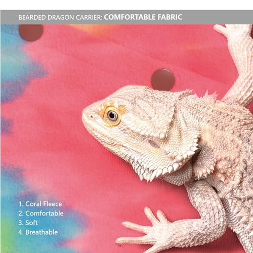 Bearded Dragon Leash and Harness Set, Beardie Carrier, Lizard Adjustable Harness with Leather Wings and Sling Bag, Reptile Small Pet Backpack Batwing Accessories (Pink) - color: Pink