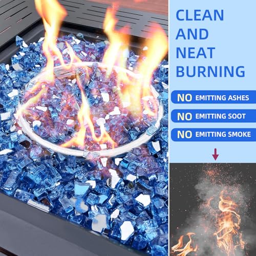 10 Pounds Fire Glass 1/2 Inch High Reflective Tempered Firepit Glass | Pacific Blue Rocks for Fireplace, Fire Pit Table, Fire Bowl and Landscaping & DIY Crafts - color: Pacific Blue, size: 1/2 inch, 10lb
