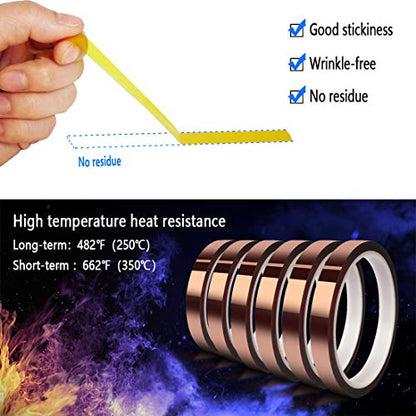 MEBMIK Heat Tape for Sublimation Transfer, Heat Resistant/Press, Adhesive Transfer Tape, Thermal, No Residue, 6 Rolls 10mm x33m(108ft)