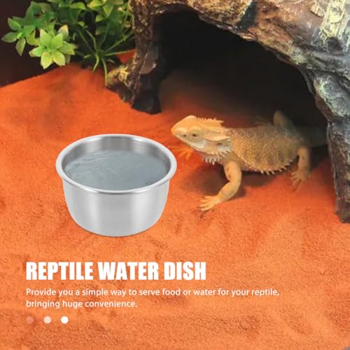 GANAZONO 6-Pack Stainless Steel Reptile Water Dish 2.16In Metal Feeding Cups for Lizards Turtles Geckos Reptile Tank Accessories Water and Food Bowl for Terrarium