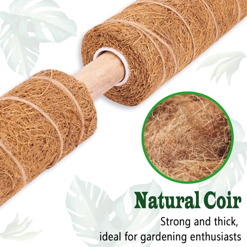 4 Pack 18 Inch Moss Pole, Stackable Moss Poles for Climbing Plants Monstera, Tall Plant Sticks Accessories, Large Coir Plant Support Stakes for Potted Plants Indoor, Pothos, Philodendron - size: 4 pack 18in