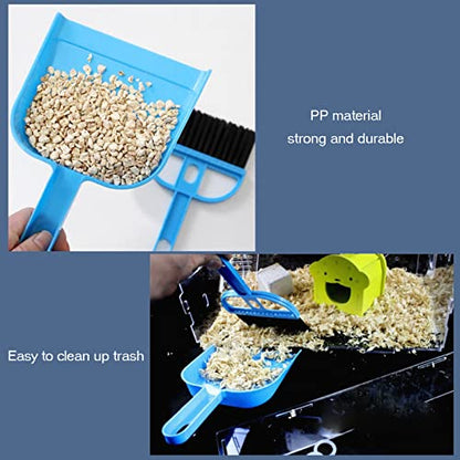 SEIS 3 Pack Hamster Mini Dustpan and Broom Set Guinea Pig Classical Besom Chinchillas Sweeper Cavy Cage Clean Hedgehogs Scooper for Small Animal (Blue) - color: Blue