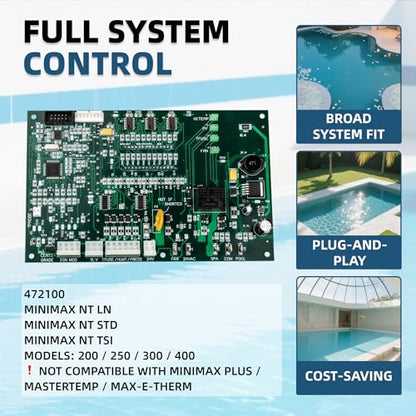472100 Digital Display Temperature Controller Board Compatible with Pentair MiniMax NT Series Pool & Spa Heaters – High Precision, Easy Install, Durable Upgrade with Keypad