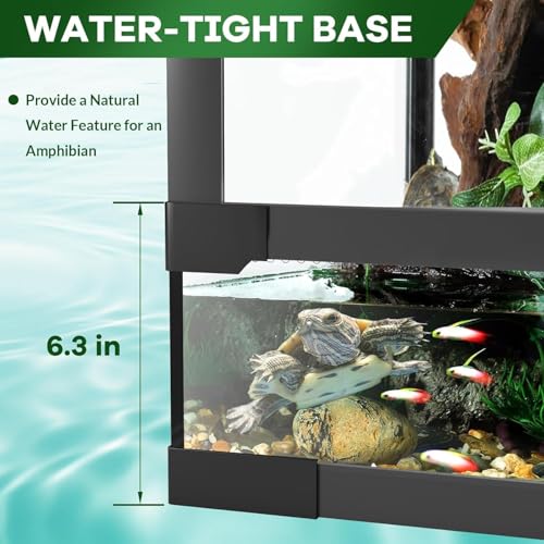 34 Gallon Reptile Tall Glass Terrarium 24" x 18" x 28" - Anti-Escape Design, Dual-Climate Water-Tight Base for Easy Maintenance,Reptile Enclosure with Top Screen Ventilation - size: 34 Gallon-T