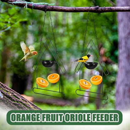 Hushee 2 Pcs Oriole Feeder for Outdoors Grape Jelly and Oranges Fruit Metal Bird Feeder Outdoor Garden Hanging Drinking Container Hummingbird Jelly for Outdoor Hanging Garden Patio(Birdhouse Shaped) - style: Birdhouse Shaped