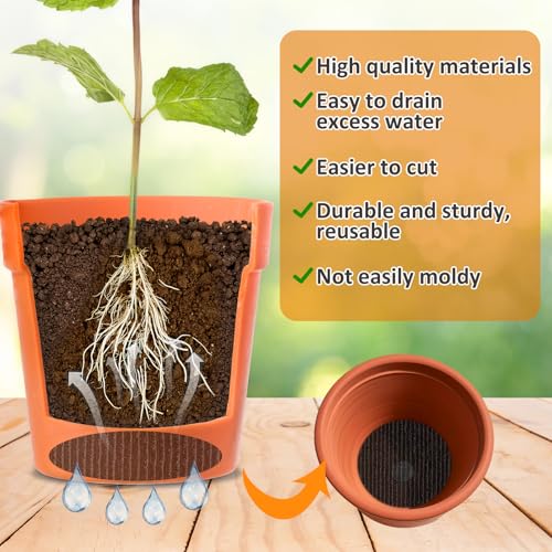 3Pcs 6.3inch Pot Mesh Drainage Discs Double Layer Plant Pot Hole Insert Pads Thickened Bonsai Pot Bottom Grid Mat Mesh Reusable for Indoor Outdoor Potted Plant Prevent Soil Loss Keep Roots Healthy - size: 6.3inch-3Pcs