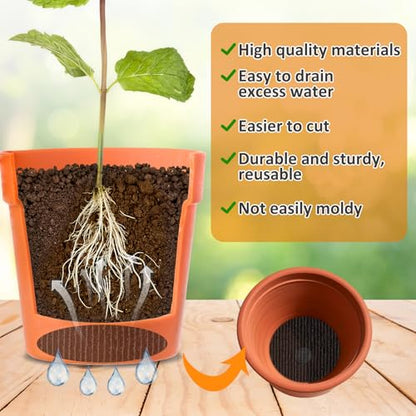 3Pcs 14inch Round Pot Mesh Drainage Discs Double Layer Plant Pot Hole Insert Pads Cutable Bonsai Pot Bottom Grid Mat Mesh Reusable for Indoor Outdoor Potted Plant Prevent Soil Loss Keep Roots Healthy - size: 14inch-3Pcs