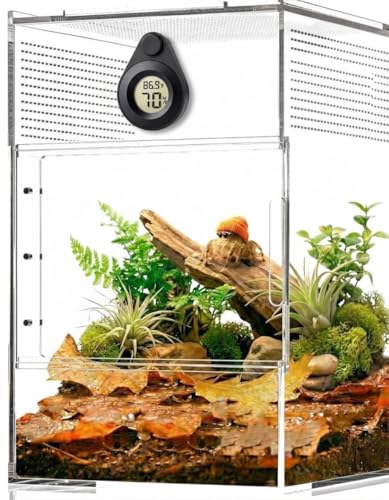 2Pcs Magnetic Reptile Thermometer and Humidity Gauge for Jumping Spider Enclosure Accessories Digital Thermometer Hygrometer for Reptile Tank, Gecko, Bearded Dragon (Teardrop-Shaped)