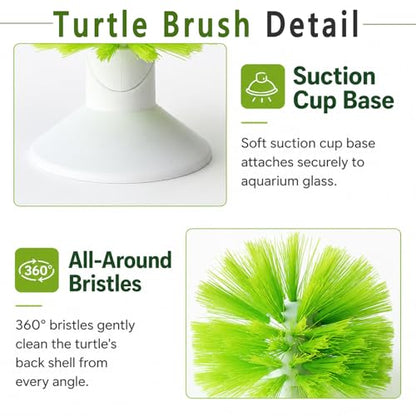 Turtle Scrub Brush, Turtle Scratches Back Brush Turtle Shell Clean Brush with Suction Cup Turtle Exfoliate Brush Tank Tortoise Brush for Remove Turtle Shell Scutes Mud Dirt