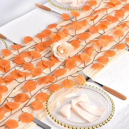 86 Feet 12 Strands Artificial Eucalyptus Leaf Plants Fall Garland Vine Hanging Eucalyptus Garland Thanksgiving Decor for Home Kitchen Wedding Wall Decor - size: 12pcs Fall Eucalyptus Vine