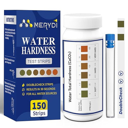 Water Hardness Test Kit,150 Strips-Double Color Pads with Sample Tube | Hard Water Test Kit for Home,Drinking Water Tap Water Well Pool Spa Water Softener Quick Accurate Water Quality Testing Kit