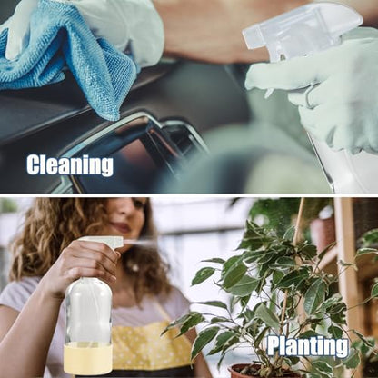 Glass Spray Bottles with Silicone Sleeve, 2 Pack16 oz Empty Refillable Containers with Adjustable Spray Nozzles, Spray Bottles for Hair, Cleaning Solutions and Plants Pale Yellow&Grey | Leak-Proof Empty Refillable Containers with Adjustable Spray Nozzles,