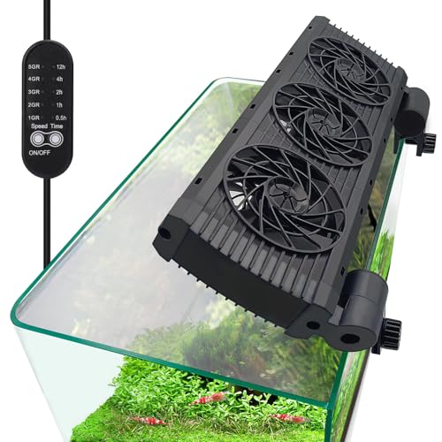 Upgrade Aquarium Fan with Memory Function,Fish Tank Cooling Fan,Aquarium Cooler Water Chiller for Axolotl Betta Fish Accessories with Adjustable Speed and Timer(3 fan) - size: 3 fan