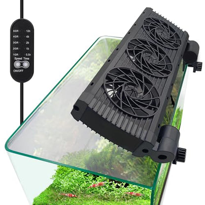 Upgrade Aquarium Fan with Memory Function,Fish Tank Cooling Fan,Aquarium Cooler Water Chiller for Axolotl Betta Fish Accessories with Adjustable Speed and Timer(3 fan) - size: 3 fan