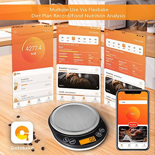 Smart Digital Food Scale Grams and Ounces Kitchen Scale 0.1g/3kg | Scale with Nutritional Calculator,Food Weight Scale for Weight Loss,Keto, Macro,Calorie,Meal Prep,6 units,LCD display