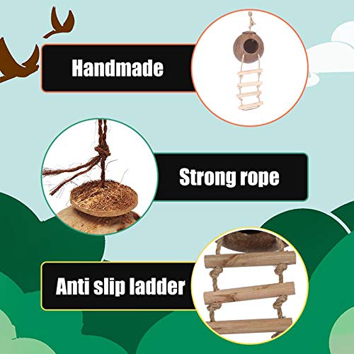 kathson 6PCS Lizard Habitat Decor,Leopard Gecko Hideout Coconut Shell Hole Hut,Bearded Dragon Bendable Climbing Vines,Reptile Hanging Plants Tank Accessories for Chameleon,Snake,Iguana,Turtle - size: 6PCS