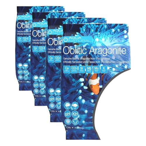 Aqua Natural Oolitic Aragonite 10lb Aquarium Sand for Reef, Saltwater and Marine Tanks and Aquariums (Pack of 4) - size: One Pack - 10lb (Pack of 4)