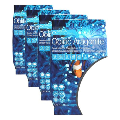 Aqua Natural Oolitic Aragonite 10lb Aquarium Sand for Reef, Saltwater and Marine Tanks and Aquariums (Pack of 4) - size: One Pack - 10lb (Pack of 4)