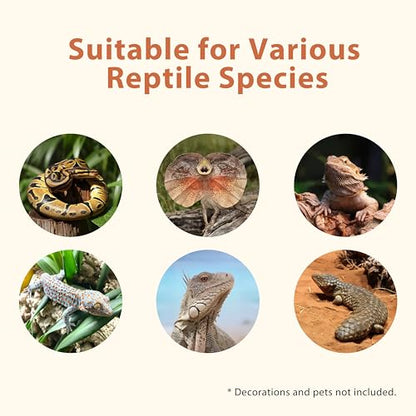 4x2x2 (120 Gallon) PVC Reptile Enclosure, RepWild Terrarium/Tank with Heavy-Duty Screen Top, Glass Sliding Doors & Lock for Bearded Dragons, Ball Python, Geckos, Lizards - size: 48"W x 24"D x 24"H