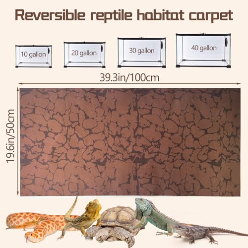 BNOSDM 2 PCS Reptile Carpet Mat Terrarium Liner Bedding Reptile Cage Mat Supplies for Tortoise Lizard Leopard Gecko Snake Chameleon 39.4" x 19.7" - size: XL（2PCS）：39.4 x 19.7 IN