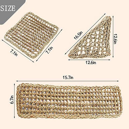 PINVNBY Bearded Dragon Hammock,Reptile Lounger Natural Seagrass Lizard Hammocks Habitat Tank Accessories Jungle Climber Vines Flexible Leaves Decor for Climbing Reptiles Chameleon Gecko Snakes