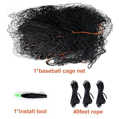 8x8x20 /10x10x35/12x12x55ft Heavy Duty Enclosed Batting Cage Net With Door, Only Net, No Poles and Frame, Professional Softball Baseball Nets for Batting and Pitching, Batting Cages for Backyard - style: 8×8×20Feet