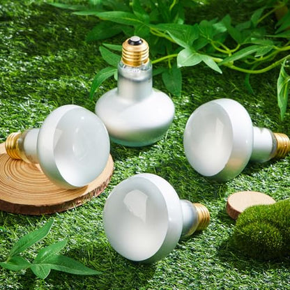 4 Pack 100 Watt Heat Lamp Bulbs for Reptiles 120V UVA Simulated Natural Sunlight Heating Lamp Bulb Basking Light for Chickens, Bearded Dragon, Lizard, Gecko, Turtle