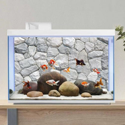 AWERT 72x16 inches White Stone Aquarium Background Rocky Fish Tank Background Rock Terrarium Background Vinyl - size: 72x16in/180x40cm
