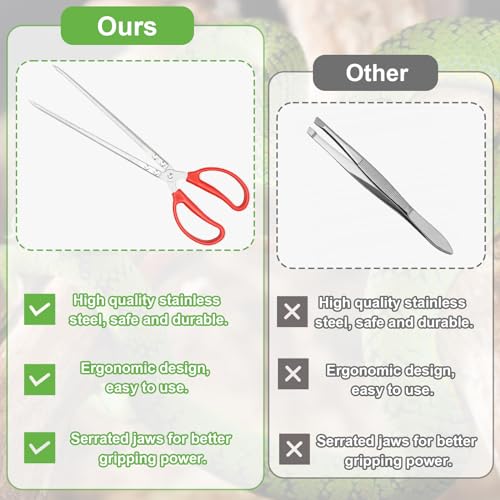 Snake Feeding Tongs,14.8 Inch Straight Mouth Reptile Feeding Tongs,Heavy Duty Snake Feeding Tongs for Corn Ball Python Accessories,Bearded Dragon Reptile Tanks Terrarium Accessories Supplies