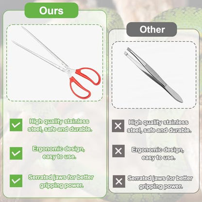 Snake Feeding Tongs,14.8 Inch Straight Mouth Reptile Feeding Tongs,Heavy Duty Snake Feeding Tongs for Corn Ball Python Accessories,Bearded Dragon Reptile Tanks Terrarium Accessories Supplies