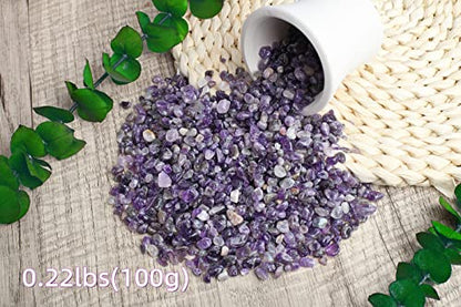 ZHIYUXI Amethyst Crystal Chips Fish Tank Gravel Vase Filler Stones Bulk Crushed Crystals Gemstone Polished Natural Quartz Stone Healing Crystals Glass Stones Fish Rocks - color: C# Amethyst, size: 0.22lbs