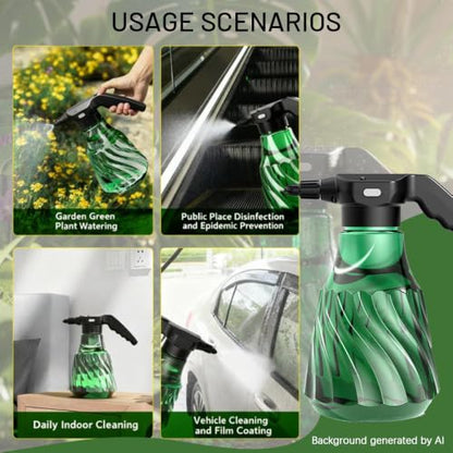 Electric Plant Mister, Rechargeable Spray Bottle for Garden | 0.53 Gallon portable sprayer with adjustable nozzle; features fine mist and continuous spray for indoor plants