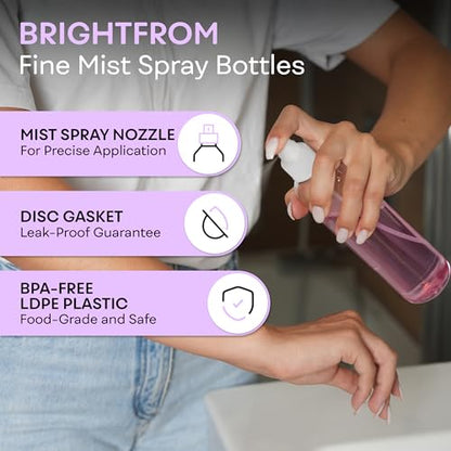 Fine Mist Spray Bottles 8 oz, Empty Refillable Containers - Essential Oils, Disinfectant Spray, Water - Pack of 3