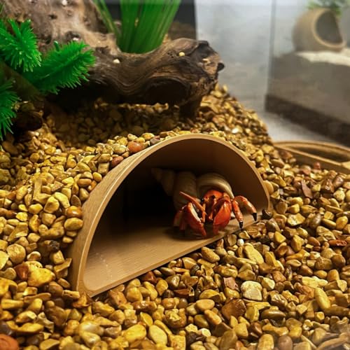 REEFSHAPE Aquarium or Terrarium Pocket Cave | Minimalist Shelter Cave for Fish, Shrimp, Reptiles, Amphibians, & More! | Made in USA (Pocket Cave, Tan) - style: Pocket Cave, Tan