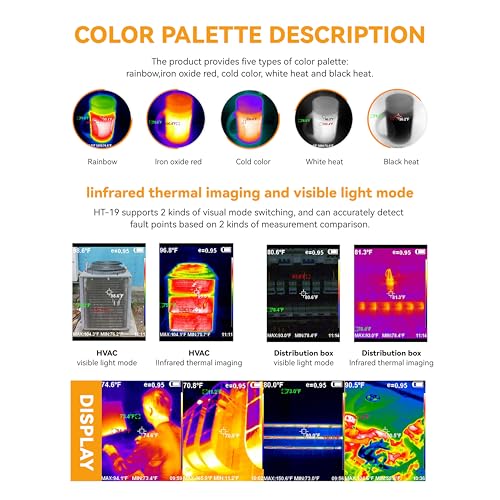 Higher Resolution 320 x 240 IR Infrared Thermal Imaging Camera. Model HTI-19 with Improved 300,000 Pixels, Sharp 3.2in Color Display Screen, Battery Included. Lightweight Comfortable Grip. - size: HT-19:320 x 240