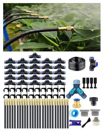 Drip Irrigation System,Automatic Garden Watering System, 360 Degree Adjustable Garden Sprinkler, High Output Mist Spray Nozzle for Potted Plants, Easy Connect & Rotating Head, Customizable Water Flow - size: 100 FT
