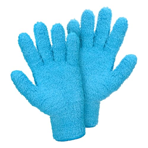 Abeillo Microfiber Gloves for Plants Dusting Cleaning, Reusable Washable Cleaning Gloves Mittens House Cars Blinds Dusting - color: Navy Blue