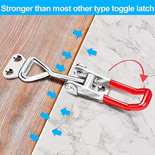 Vicuna R 6 Pack Toggle Latch Clamp 4001, Adjustable Toggle Clamp Latch | 330Lbs Holding Capacity, Quick Release Hasp Clamps, Heavy Duty Pull Latches for Lid Jig, Tool Box Case, Smoker, 24PCS Screws - style: 4001-6PK