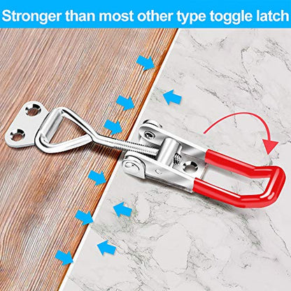 Vicuna R 6 Pack Toggle Latch Clamp 4001, Adjustable Toggle Clamp Latch | 330Lbs Holding Capacity, Quick Release Hasp Clamps, Heavy Duty Pull Latches for Lid Jig, Tool Box Case, Smoker, 24PCS Screws - style: 4001-6PK