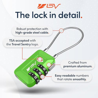 TSA Accpeted Luggage Travel Lock, Set-Your-Own Combination Lock for School Gym, Golf Bag, Locker, Luggage Suitcase Baggage Locks, Filing Cabinets, Toolbox, Case (Green, 2 Pack) - color: Green 2-Pack
