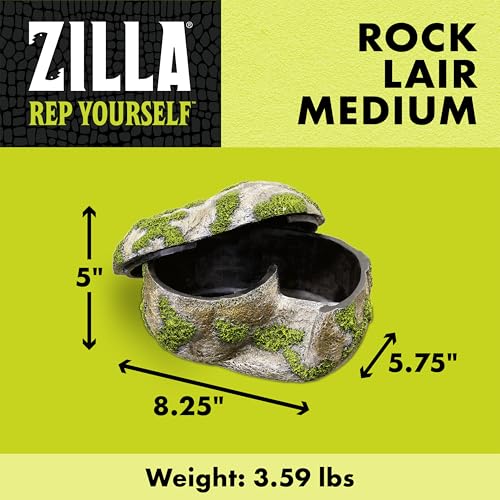 Zilla Rock Lair, Naturalistic Hide, Supports Shedding and Egg-Laying, Retains Humidity, Ideal for Snakes and Lizard, Medium - size: Medium