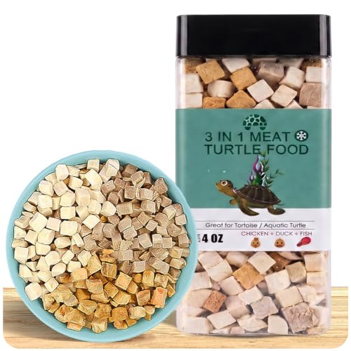 3 in 1 Meat Turtle Food - Chicken & Duck & Fish Meat Natural Freeze Dried Human-Grade Turtle Treats