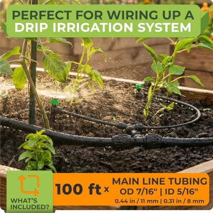5/16" Irrigation Tubing Parts for Drip Irrigation Watering System | 100 ft PVC Mainline for Irrigation System 5/16" ID x 7/16" OD, Durable & Flexible, Replaces 1/2" Drip Poly Supply Line - size: 100 ft