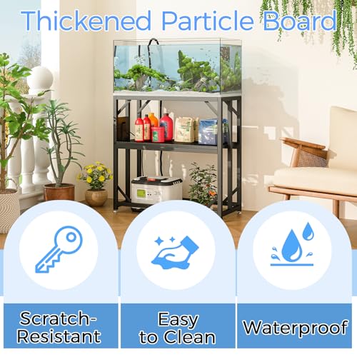 METYERRY 20-29-37 Gallon Fish Tank Stand with Power Outlet,Adjustable Shelf | 600 LBS Heavy Duty Metal Frame, Fits Fish Tanks Reptile Tanks and Turtle Tanks, Water Resistant Board, Home Aquarium Setup - color: Black, size: 20-29-37 Gallon