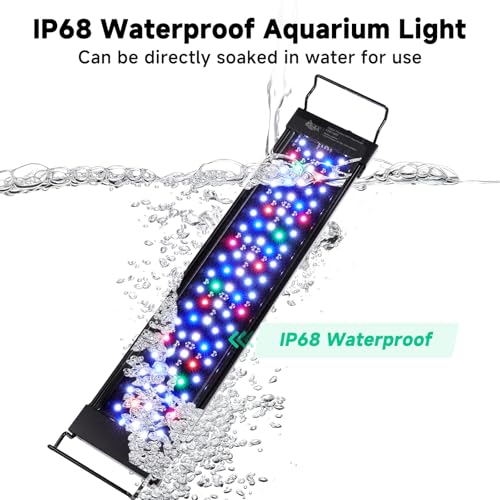 AQQA LED Aquarium Light, 24/7 & DIY Mode Full Spectrum Fish Tank Light | Adjustable Timer/Brightness, Extendable Bracket Aquarium Plant Light, Memory Function, IP68 Waterproof, for 18–24 Inch Tank - size: For 18-24 inch fish tank