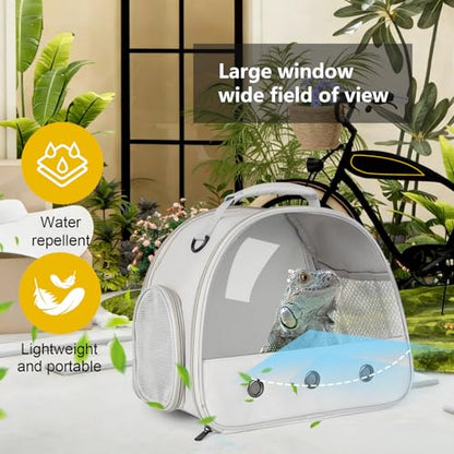 Bearded Dragon Carrier,Lizards Carrier, Small Animal Travel Carrier for Hedgehog Rat Parrot Bird Guinea Pig, Portable Guinea Pig Travel Carrier for 2(Grey) - color: Grey