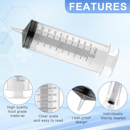 500ml Large Syringes, Individually Sterile Sealed Plastic Syringe for Liquid, Scientific Labs, Measurement, Pet Feeding ,Ink Refilling ,Oil or Glue Applicator(1 Pack) - style: 500ml