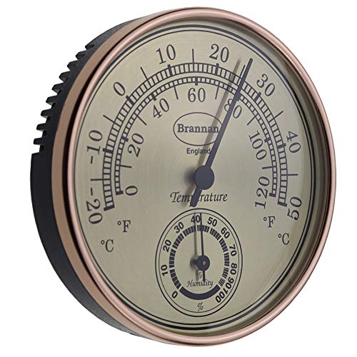 Thermometer Hygrometer with Gold Dial Garden Greenhouse Office Temperature Humidity