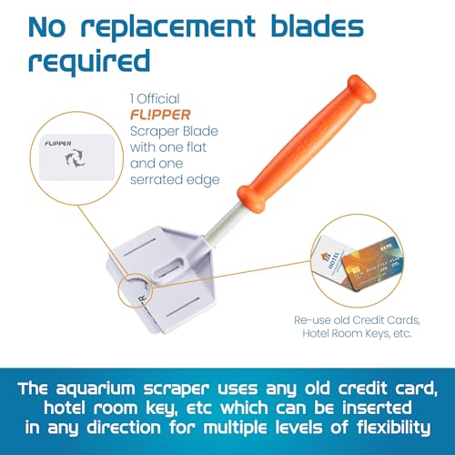 FLIPPER Platinum Stubby Hand Algae Scraper – Aquarium Glass & Acrylic Cleaner with Precision Scraper Blade, Fish Tank Cleaning Tool for Freshwater & Saltwater Aquariums (10” Rigid Shaft) - size: 10 Inches