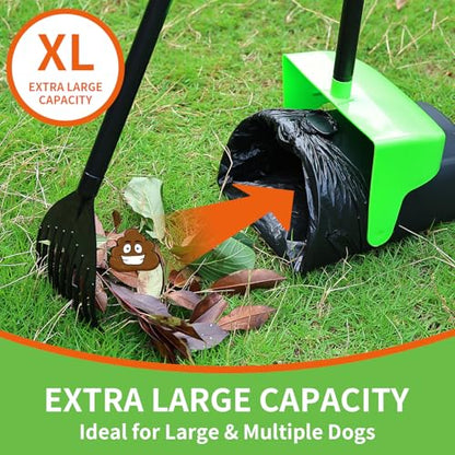 ienjoyed Pooper Scooper Large Swivel Bin & Rake with 160 Waste Bags,Heavy Duty Dog Pooper Scooper with Bag Attachment for Dogs, Long Handle Poop Scooper with Lid for Yard, Grass, Gravel(Green) - color: Green1
